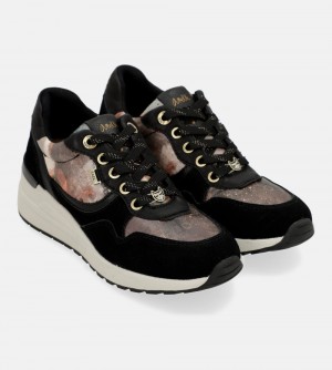 Basket Anekke Black Padded Sports Sneakers With Wedge Femme | 428631-MVW