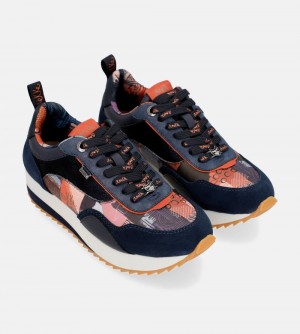 Basket Anekke Navy Blue Palette Patterned Sports Sneakers Femme | 958472-FUC