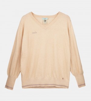 Chandails Anekke Beige Shoen V-neck Sweater Femme | 805749-QBK