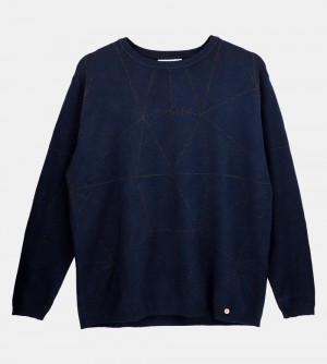 Chandails Anekke Navy Blue Shoen Sweater Femme | 823975-MWK