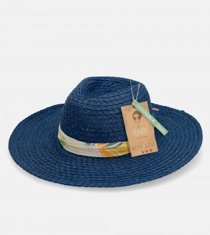 Chapeaux Anekke Navy Blue Raffia Hat Femme | 732941-FDC