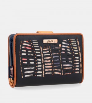 Portefeuilles Anekke Nature Pachamama Medium Rfid Wallet Navy Blue Femme | 625473-MAP