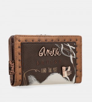 Portefeuilles Anekke Nature Shodo Brown Flexible Rfid Wallet Femme | 178603-SNV