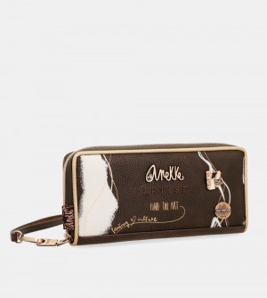 Portefeuilles Anekke Nature Shodo Large Brown Rfid Wallet Femme | 237195-NGK