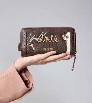 Portefeuilles Anekke Nature Shodo Large Brown Rfid Wallet Nature Shodo Femme | 792301-KCU