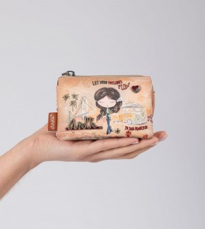 Portefeuilles Anekke Peace & Love Camel 3-compartment Coin Purse Femme | 127804-IMK