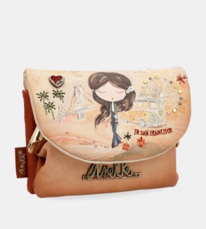 Portefeuilles Anekke Peace & Love Camel Coin Purse With Flap Femme | 456802-EVU
