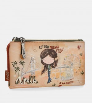 Portefeuilles Anekke Peace & Love Camel Flexible Rfid Wallet Femme | 967840-BKY
