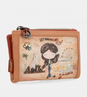Portefeuilles Anekke Peace & Love Camel Small Rfid Wallet Femme | 625031-QST