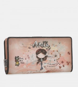 Portefeuilles Anekke Peace & Love Pink Large Rfid Wallet Femme | 871365-MDW