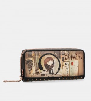 Portefeuilles Anekke Shoen Large Black Rfid Wallet Femme | 579326-QAT