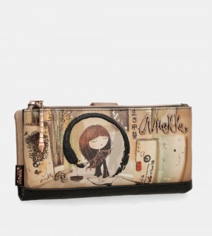 Portefeuilles Anekke Shoen Shoen Large Black Flexible Rfid Wallet Femme | 741095-KZQ