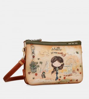 Sac Bandoulière Anekke Peace & Love Camel Print Crossbody Bag Femme | 076531-DHW