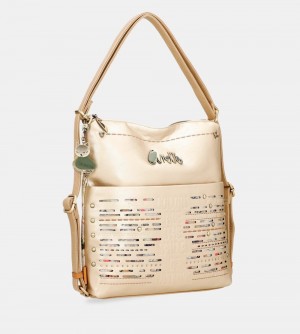 Sac Porté Épaule Anekke Nature Pachamama Convertible Golden Bag Into A Rucksack Femme | 805417-YEK