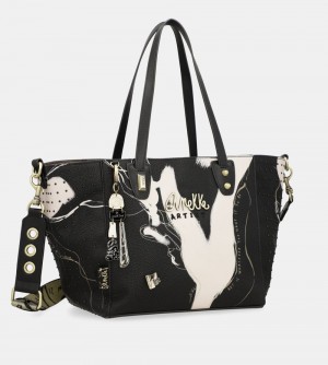 Sac a Main Anekke Large Black Shopper Nature Shodo Femme | 306129-TZH