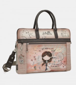 Sacs À Documents Anekke Peace & Love Pink Briefcase Femme | 246579-IVO