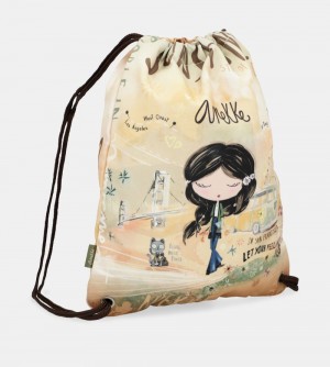 Sacs à Dos Anekke Peace & Love Fabric Drawstring Backpack Femme | 715420-GWV