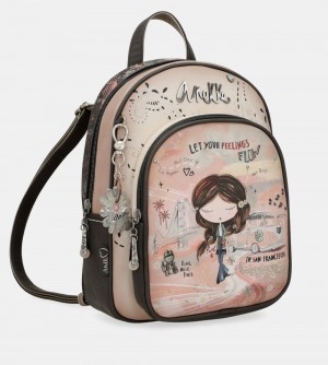 Sacs à Dos Anekke Peace & Love Pink Medium Backpack Femme | 465380-IJZ