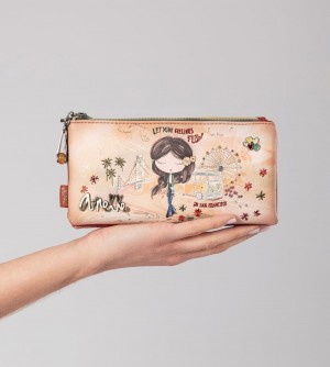 Stationery Anekke Peace & Love Camel Pencil Case Femme | 962715-HOQ