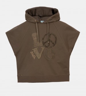 Sweats Anekke Peace & Love Green Sleeveless Sweatshirt Femme | 045267-PML