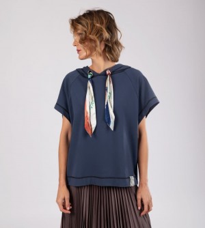 Sweats Anekke Studio Navy Blue Sleeveless Sweatshirt Femme | 514872-ZAQ