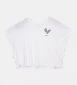 T Shirts Anekke White Crop Top Femme | 738295-HZG