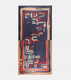 Écharpe Anekke Kene Navy Blue Printed Scarf Femme | 215038-HJB